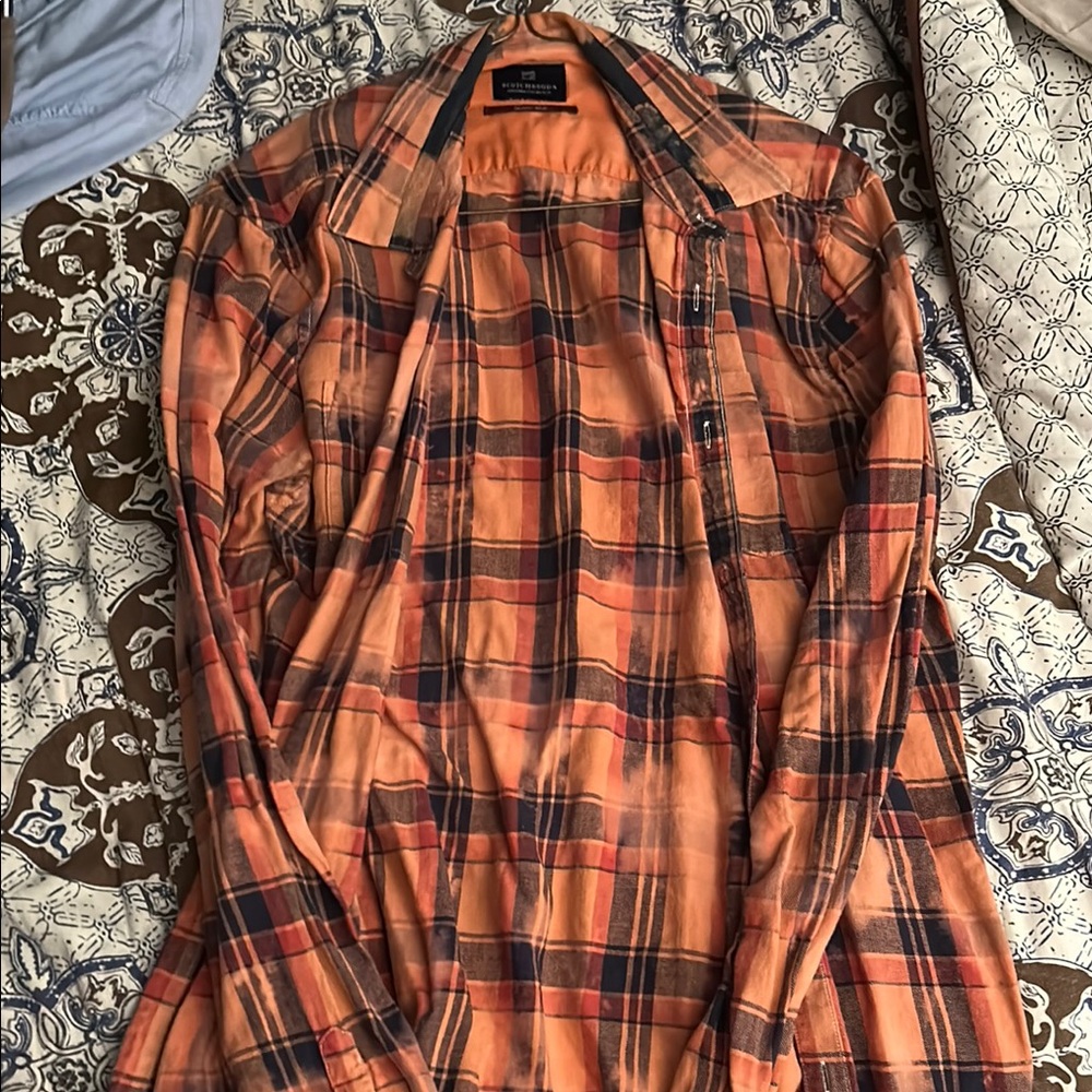 Scotch & Soda Orange and Black Plaid Jacket